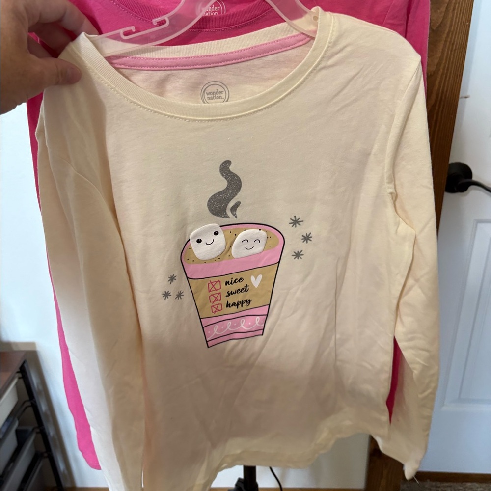 Cream Long Sleeve Shirt with Cute Graphic
